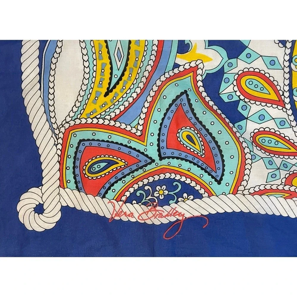 Vera Bradley Paisley Scarf Wrap Sarong‎ Womens Blue  Boho Nautical Summer